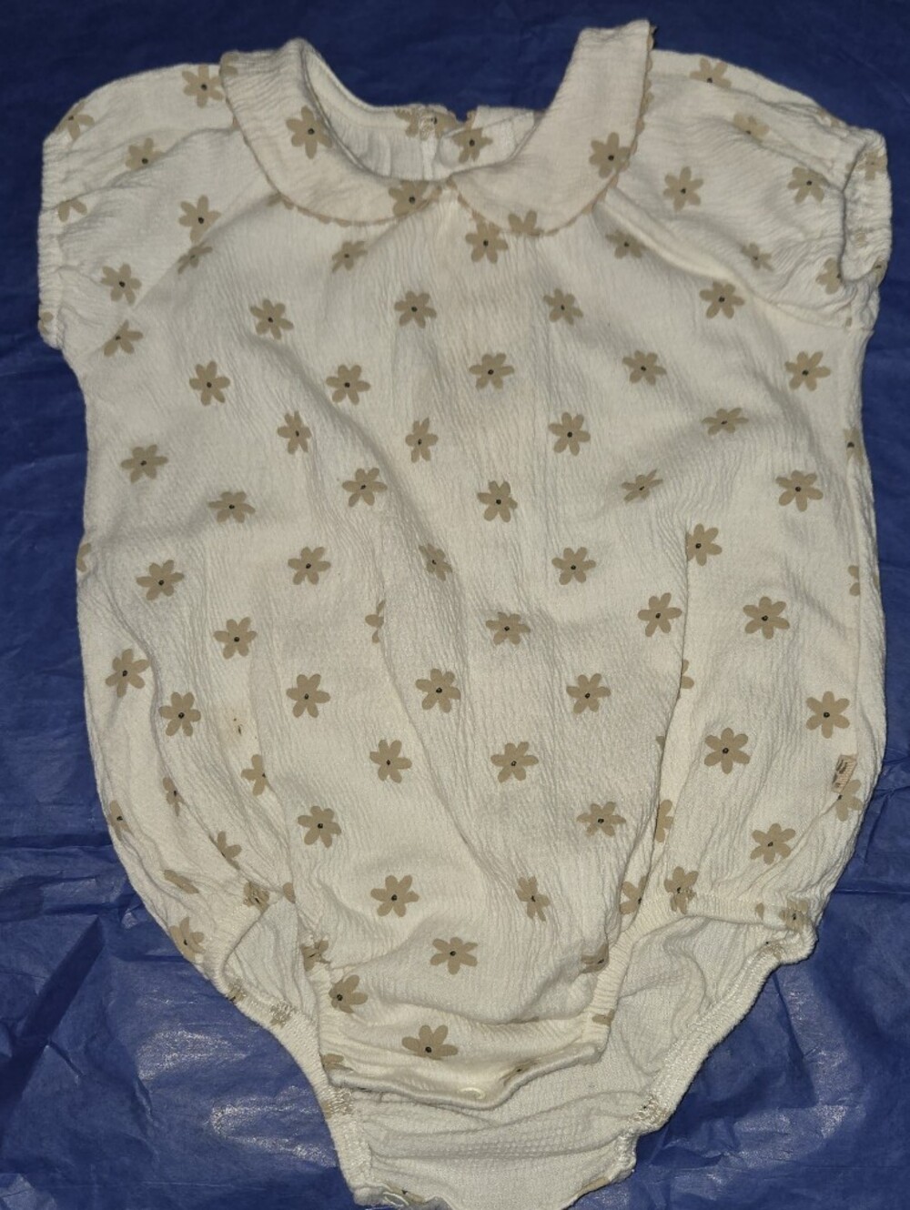 BearPaw Cream Floral Bodysuit with Tan Flowers